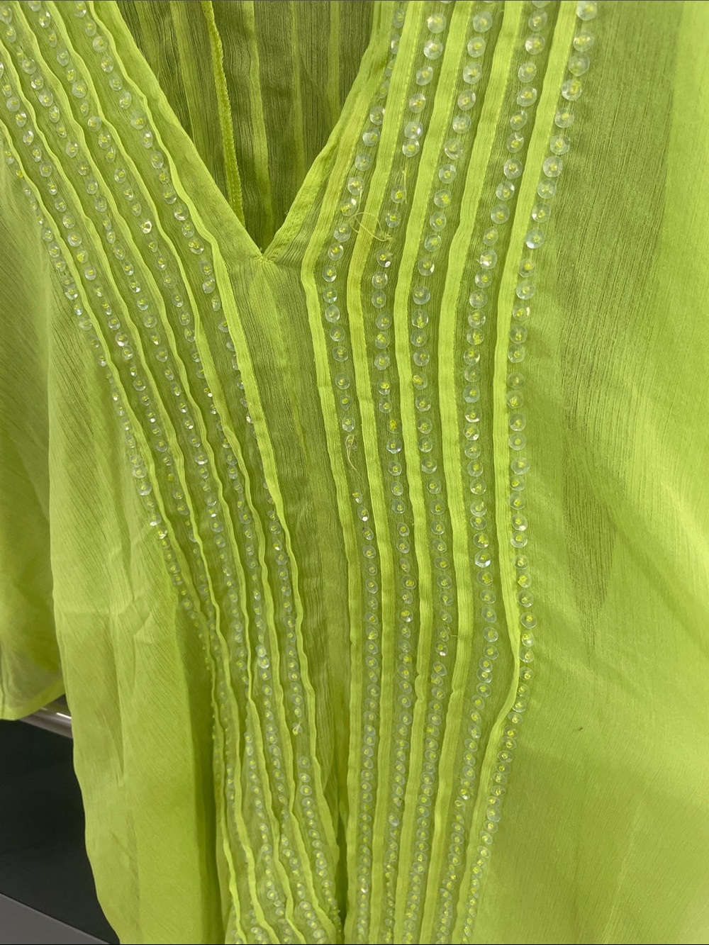 Lime Embellished V-Neck Women's cover up in lime - Picture 7 of 9